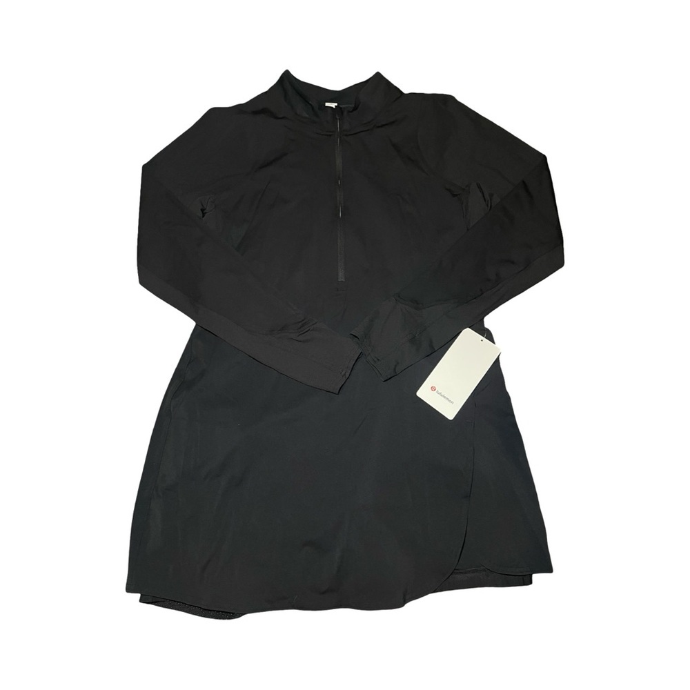 NWT Lululemon Nulux Long Sleeve Tennis Dress Lined Size 14 XL Black Retail $148